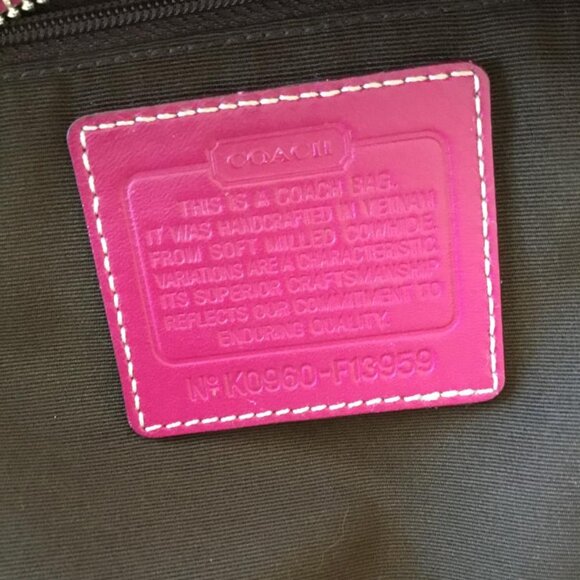 Coach Hampton Handbag Pebbled Leather Turnlock Tote Bag Pink/Magenta F13959 - Picture 10 of 12